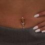 Long Butterfly Shape Pendant Navel Clip Inlaid Shiny Zirconia Fake Piercing Belly Button Ring