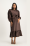 Leah Satin Dress - Chocolate - L