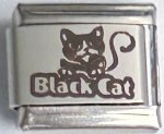 9MM Laser Italian Charm - Black Cat