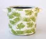 Green Leaf Design Distressed Planter Handle 17X26X20CM