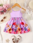 Infant & Toddler's Colorful Flower Pattern Cami Dress Baby Girl's Clothing For Summer