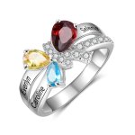 CRI10550801-3ST Personalized Butterfly Ring With Names And Birthstones 925 Sterling Silver
