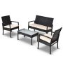 Miami 4PCS Set - Black Patio With Beige Cushions