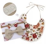 Vintage Floral Reversible Bib And Headbands
