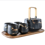 Kintsukuroi Black Teapot & Cups Set