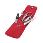 Manicure Set Faux Leather Extra-fine Set Red 56779 F N 4 Piece