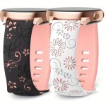 Floral Engraved Watch Strap For Samsung Galaxy Watch 6/5/4 Classic/active 2 Galaxy Watch 3 - 20MM Soft Silicone Female Design Bu