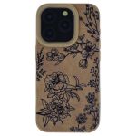 Vintage Brown Pu Leather Floral Engraved Phone Case- Compatible With Iphone