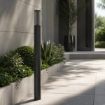 Salle Metal Ribbed Outdoor Bollard Light Black