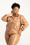 Eliana Faux Leather Shacket - Camel - 2XL Camel