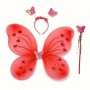 3PCS Fairy Princess Costume Set - Butterfly Wings Puffy Skirt & Magic Wand - Perfect For Cosplay & Stage Performances