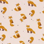 Fox 100% Cotton Forrest Novelty Fabric Orange 140CM