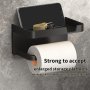 Easy-install Self-adhesive Toilet Paper Holder With Shelf - Durable Plastic Powder-coated Finish Multipurpose Bathroom Tissue Dispenser & Storage Rack Toilet Paper Roll Holder Toilet Accessories