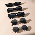 5 Pcs Women's Fashion Glasses Round Shape PC Frame Casual Sun Shades For Mountaineering