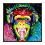 Retro Monkey Canvas Print - 1200MM X 800MM Framed Canvas With Natural Wood Frame