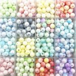 200 100 50 30PCS Marble Plating Round Acrylic Beads Loose Spacer Beads 4 6 8 10MM For Jewelry Making Diy Bracelet Necklace Earri