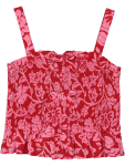 Red Floral Smocked Blouse - 13 14 Red