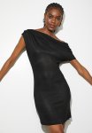Draped Asym Knit MINI Dress - Black
