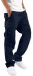 Hungson Mens Cargo Pants Drawstring Casual Hiking Pants Joggers Athletic Trousers Cotton Loose Straight Sweatpants For Men Navy