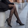 Leopard Pattern Pantyhose Anti-hook Slim Fit Footed Pantyhose Women's Stockings & Hosiery