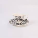 Jenna Clifford - Black Rose Cup & Saucer Set Of 4 In Gift Box