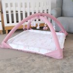 Boho Light Pink Geese Baby Playmat Duck Goose Nursery Floor Mat