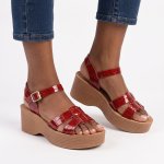 Madison Stacked Platform Sandals - Red - 9