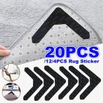 4 12 20PCS Rug Gripper Tape Double Sided Adhesive Non-slip Rug Pad Tape Stickers Washable Area Rug Pad Carpet Tape Reusable Corn
