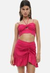 Drawstring-detail Linen-blend Skirt - Cerise