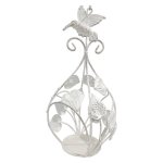 Hanging Candle Holder With Birds And Leaves White