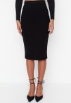 Midi Pencil Knitwear Skirt - Black