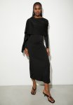 Cape Column Midi Dress - Black