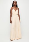 Pleated V-neck Strappy Jumpsuit - Vanilla Cream