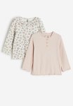 2-PACK Ribbed Tops - White Pink & Multi