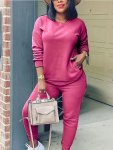 Casual Solid Two-piece Set Long Sleeve Pockets Sweatshirt & Jogger Pants Outfits Women's Clothing