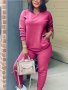 Casual Solid Two-piece Set Long Sleeve Pockets Sweatshirt & Jogger Pants Outfits Women's Clothing