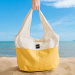 Canvas Lined Tote Bag Natural And Yellow