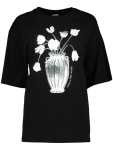 Black Floral Print Short Sleeve T-Shirt - L Black