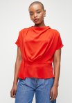 Edit Cowl Neck Draped Grown On Sleeve Shell - Red