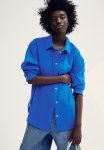 Crinkled Cotton Shirt - Bright Blue