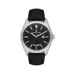 Mens Silver-tone Watch With Black Dial