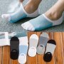 5 Pairs Of Men's Cotton No-show Mesh Socks Anti Odor & Sweat Absorption Breathable Socks For All Seasons Wearing