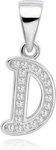 S925 Sterling Silver Alphabet Pendant With Swarovski Zirconia Letter D