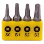 Tork Craft Screwdriver Bit Set Square Recess 4PC 25MM Sq. 0 1 2 & 3