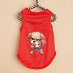 Pet Dog Cat Boxing Print Vest Shirt - Machine Washable All-season Comfort Non-woven Polyester Fabric Pullover Style For Small To