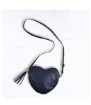 Genuine Leather Heart Shaped Bag - Navy Free