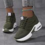 Women's Breathable Flying Woven Sneakers Casual Lace Up Outdoor Shoes Comfortable Inner Heightened Shoes For Autumn