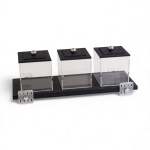 4 Piece Leather Canister Set Black