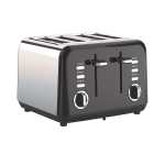 Swan Townhouse Stainless Steel Four Slice Toaster White Silver Black - Black
