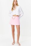 Chain And Pleat Detailed Woven Short Skirt - Lilac